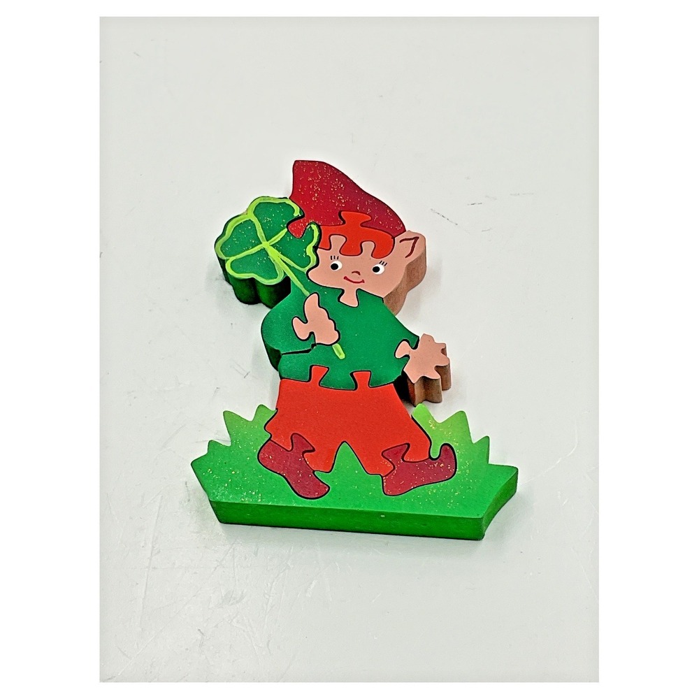 Unbranded 3D Wooden Puzzle St. Patrick's Day Leprechaun‎ 6 Pieces